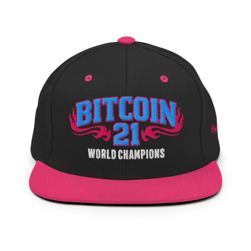 Bitcoin: World Champions Neon Pink Snapback Hat