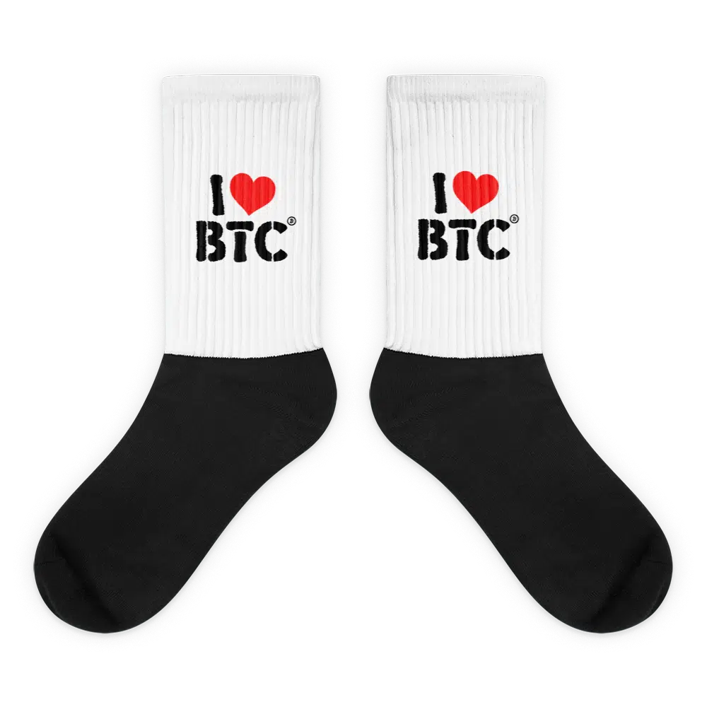 black foot sublimated socks flat 6096dbcaaf59e - I Love BTC Socks