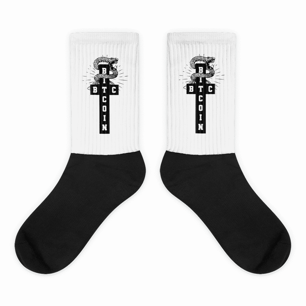 black foot sublimated socks flat 6096dea4808e4 - Bitcoin Cross Socks