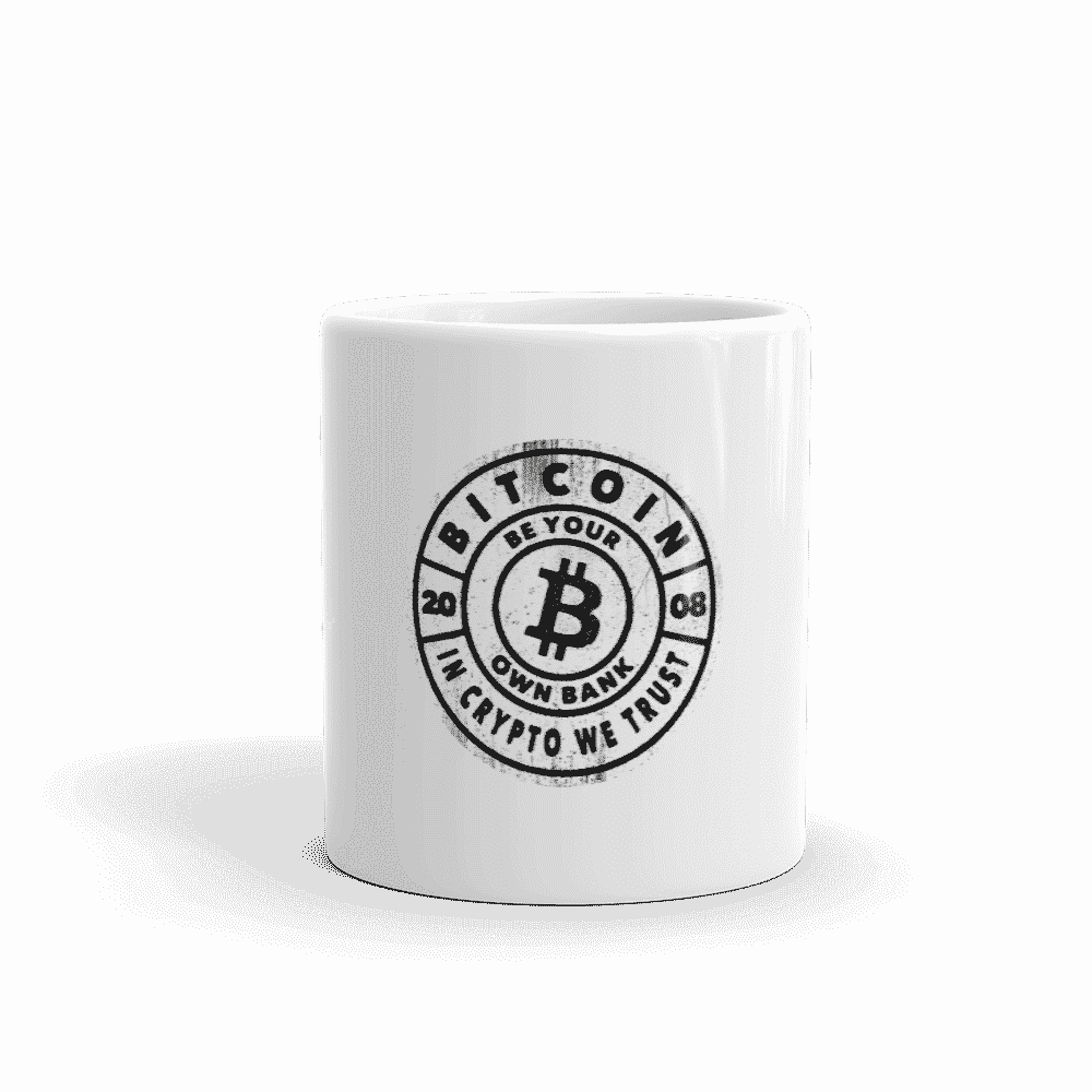 white glossy mug 11oz front view 6096b65d26735 - Bitcoin Be Your Own Bank mug