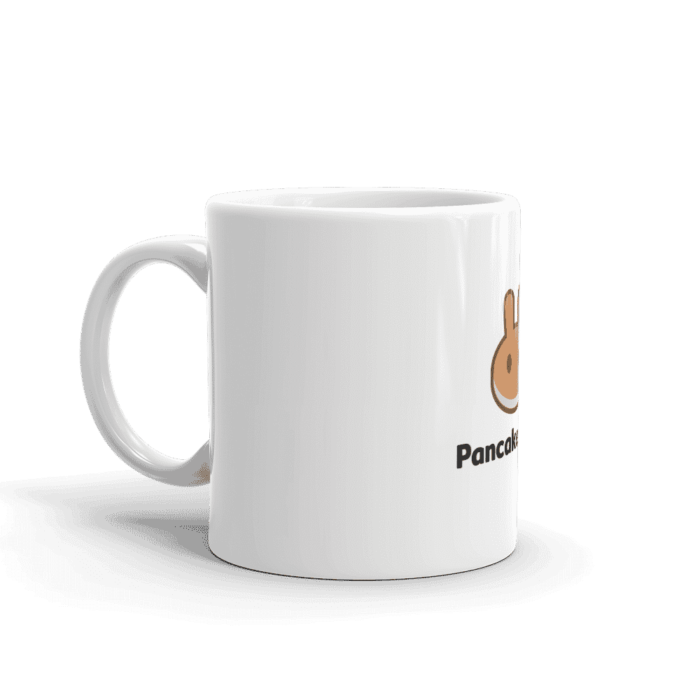 white glossy mug 11oz handle on left 609be3aa0e6b8 - PancakeSwap mug