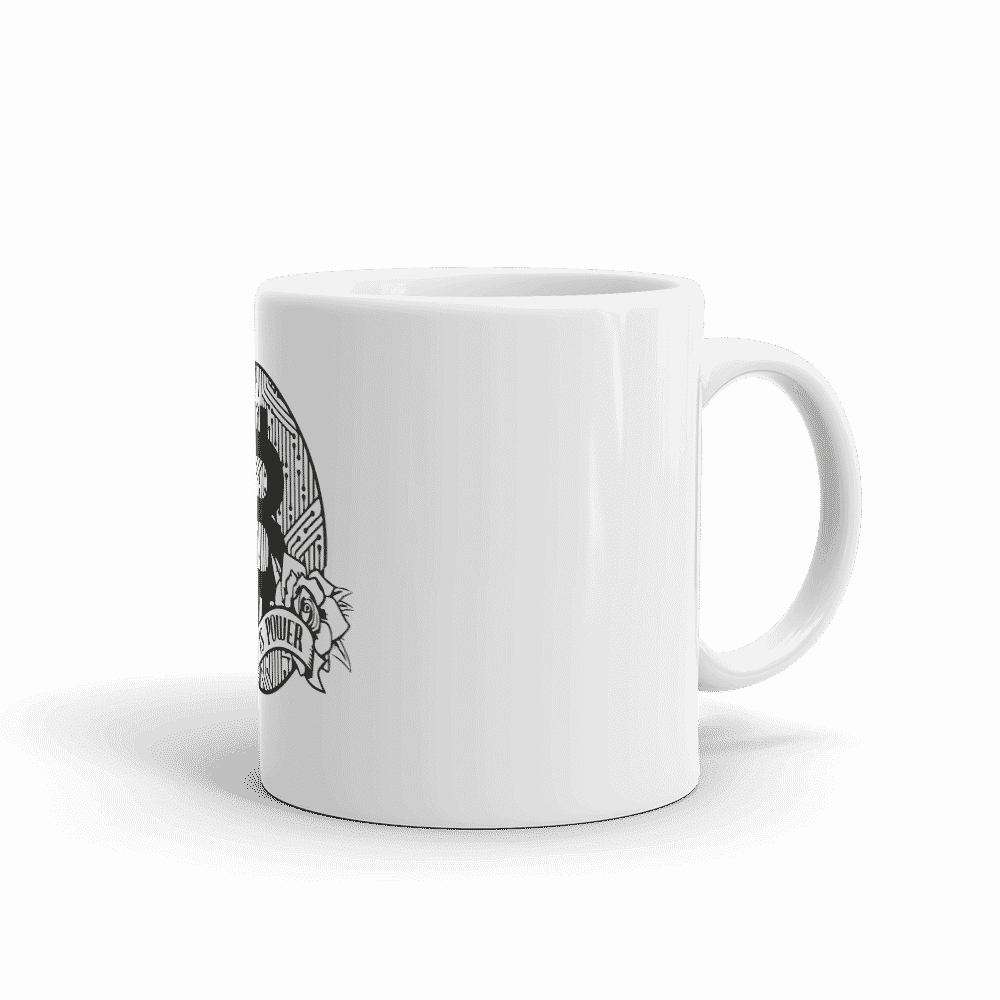white glossy mug 11oz handle on right 6096bdc67699c - Bitcoin: Money is Power mug