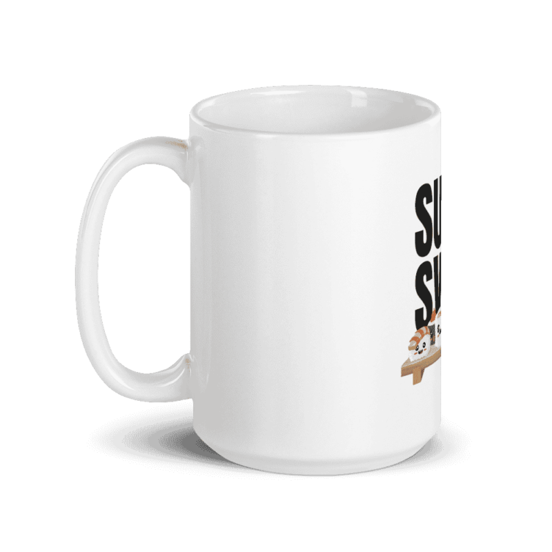 white glossy mug 15oz handle on left 6096c11acabac - Sushi Swap mug