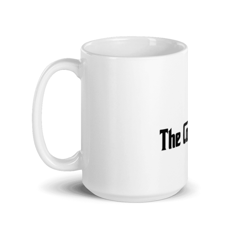 white glossy mug 15oz handle on left 6096c45ade383 - The Coinfather mug