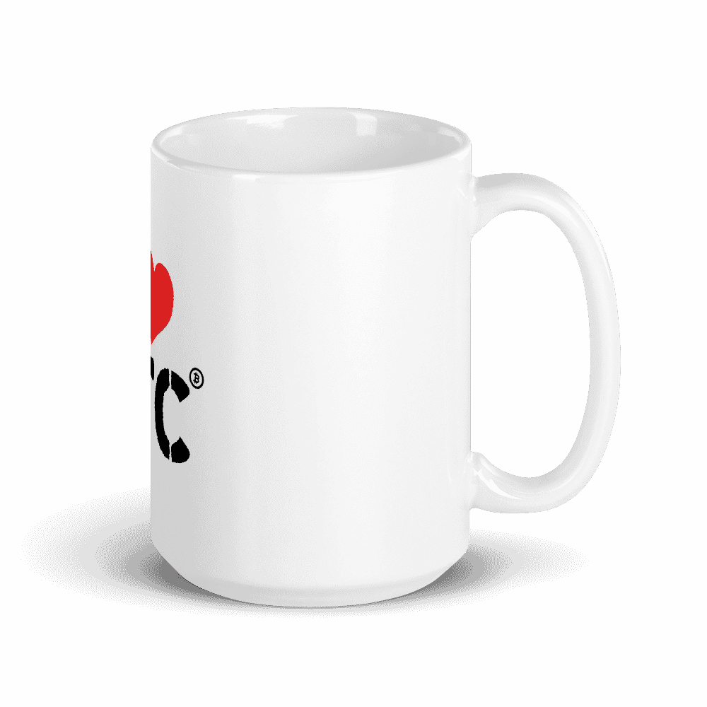 white glossy mug 15oz handle on right 6096b5e813129 - I Love BTC mug