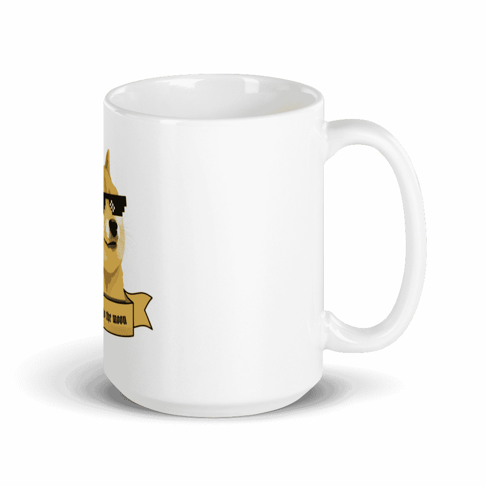 white glossy mug 15oz handle on right 6096c0b545c13 - Doge to the Moon mug