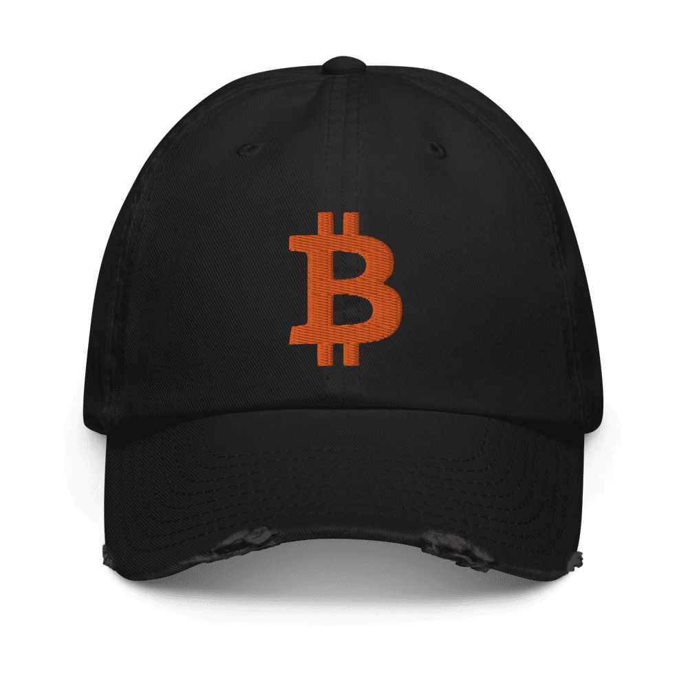 distressed baseball cap black front 60ba807144c7c - Bitcoin Logo Distressed Baseball Cap