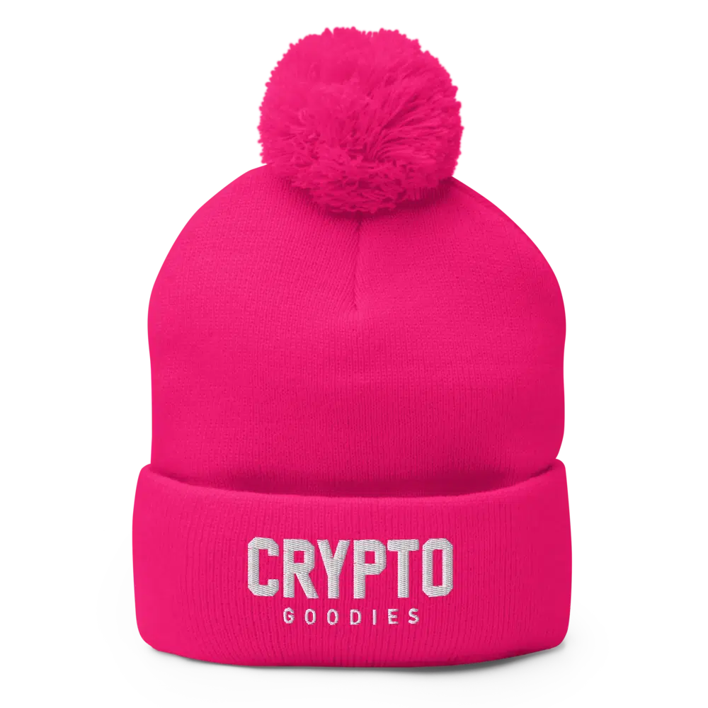 pom pom knit cap neon pink front 60ba82243afae - Crypto Goodies Neon Pink Pom-Pom Beanie