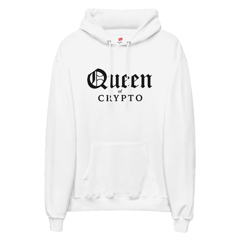 unisex fleece hoodie white front 60f449923e3f7 - Queen of Crypto Hoodie
