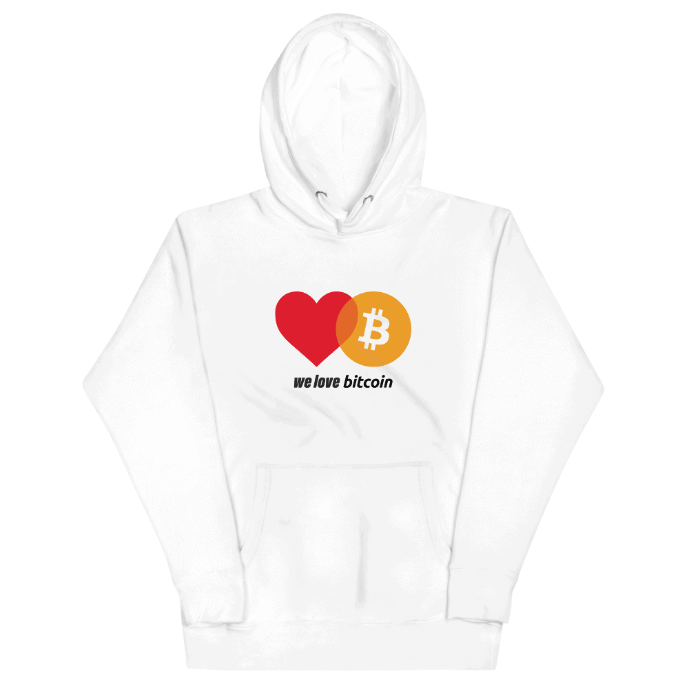 unisex premium hoodie white front 60e6c94bcd86f - We Love Bitcoin Hoodie