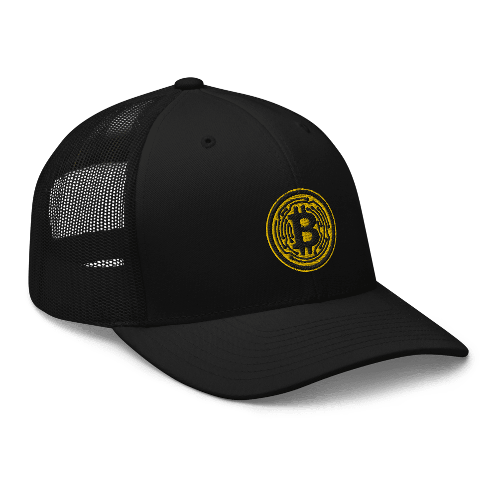 retro trucker hat black right front 614744729f474 - Bitcoin Yellow Circle Trucker Cap