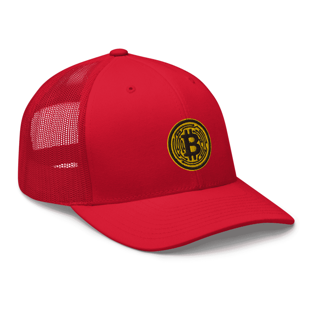 retro trucker hat red right front 614744729f710 - Bitcoin Yellow Circle Trucker Cap