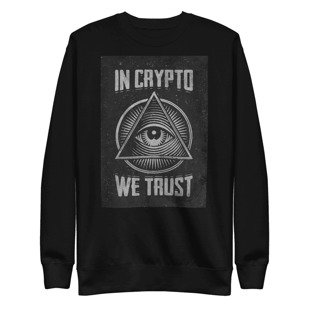 unisex fleece pullover black front 613cadeb4216b - In Crypto We Trust Sweatshirt