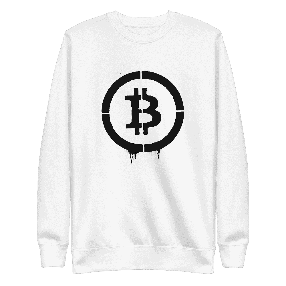 unisex fleece pullover white front 613c82aaa1732 - Bitcoin Stencil Sweatshirt