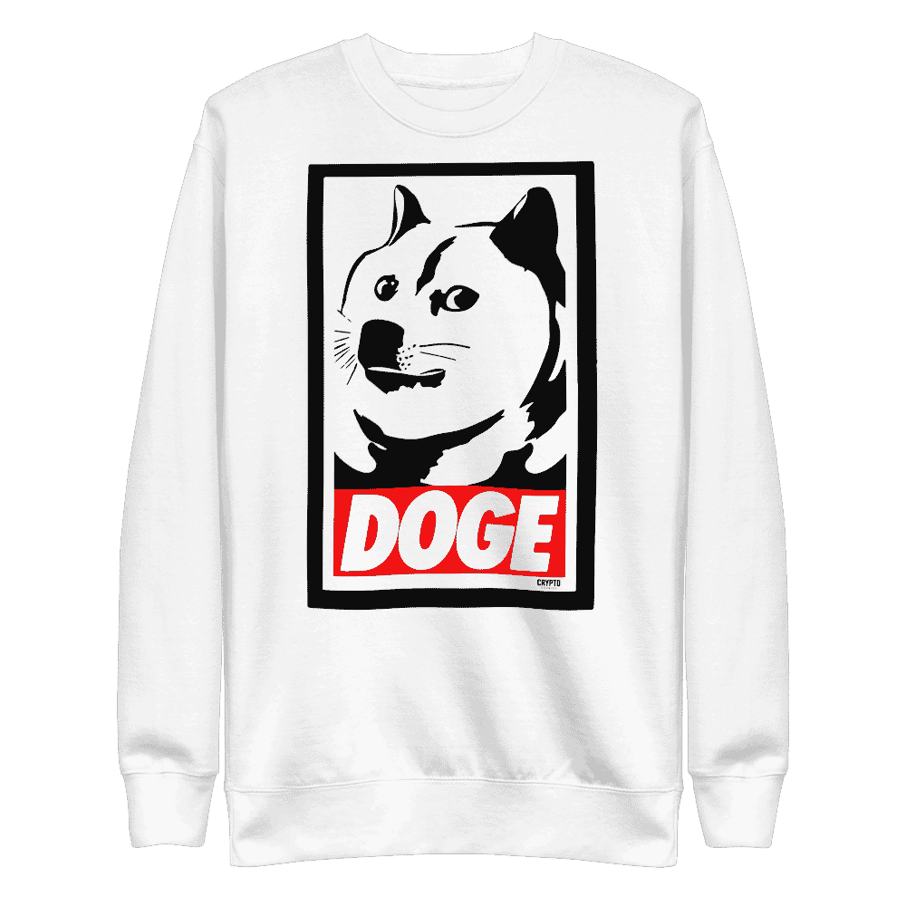 unisex fleece pullover white front 613cb3b2bae94 - Doge Stencil Sweatshirt