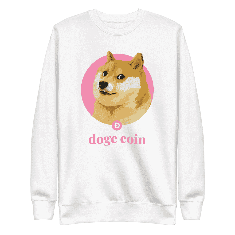 unisex fleece pullover white front 613cb7b86ff56 - Doge (Pink) Sweatshirt