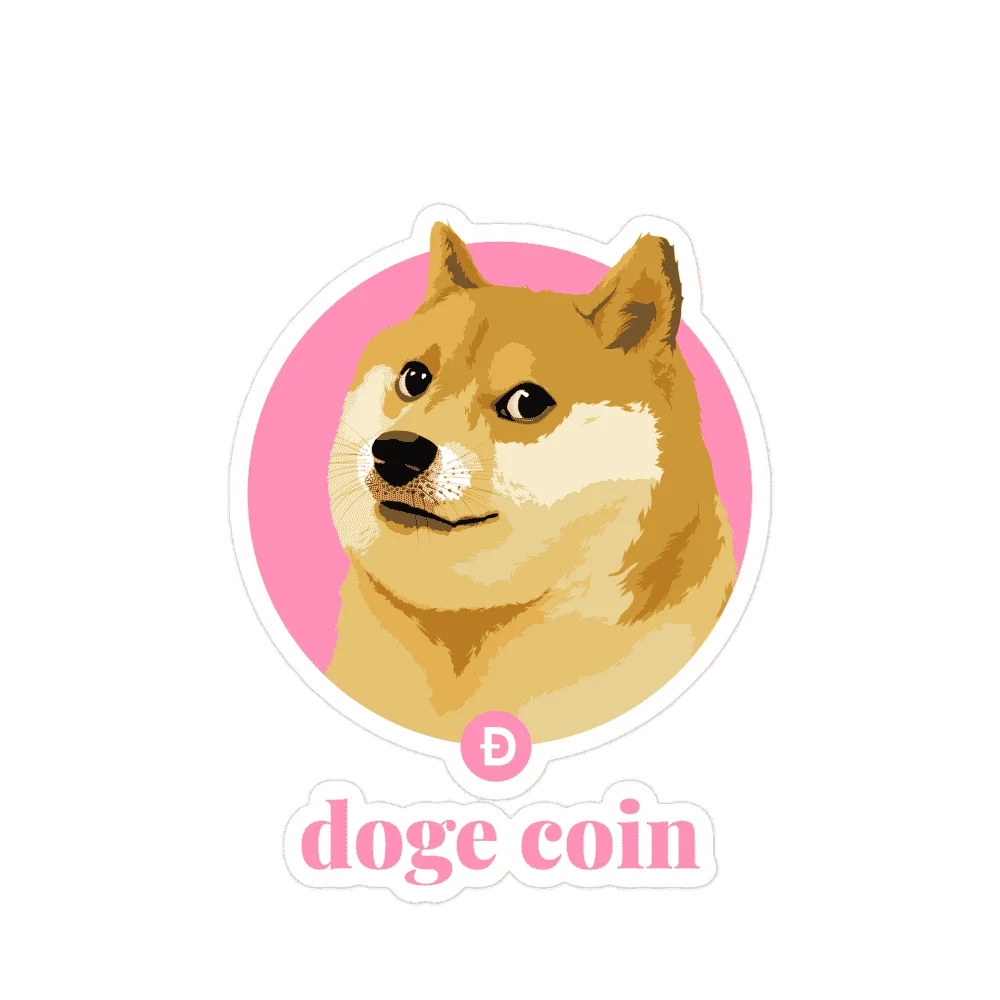 Doge Coin (pink) Sticker - Image 3