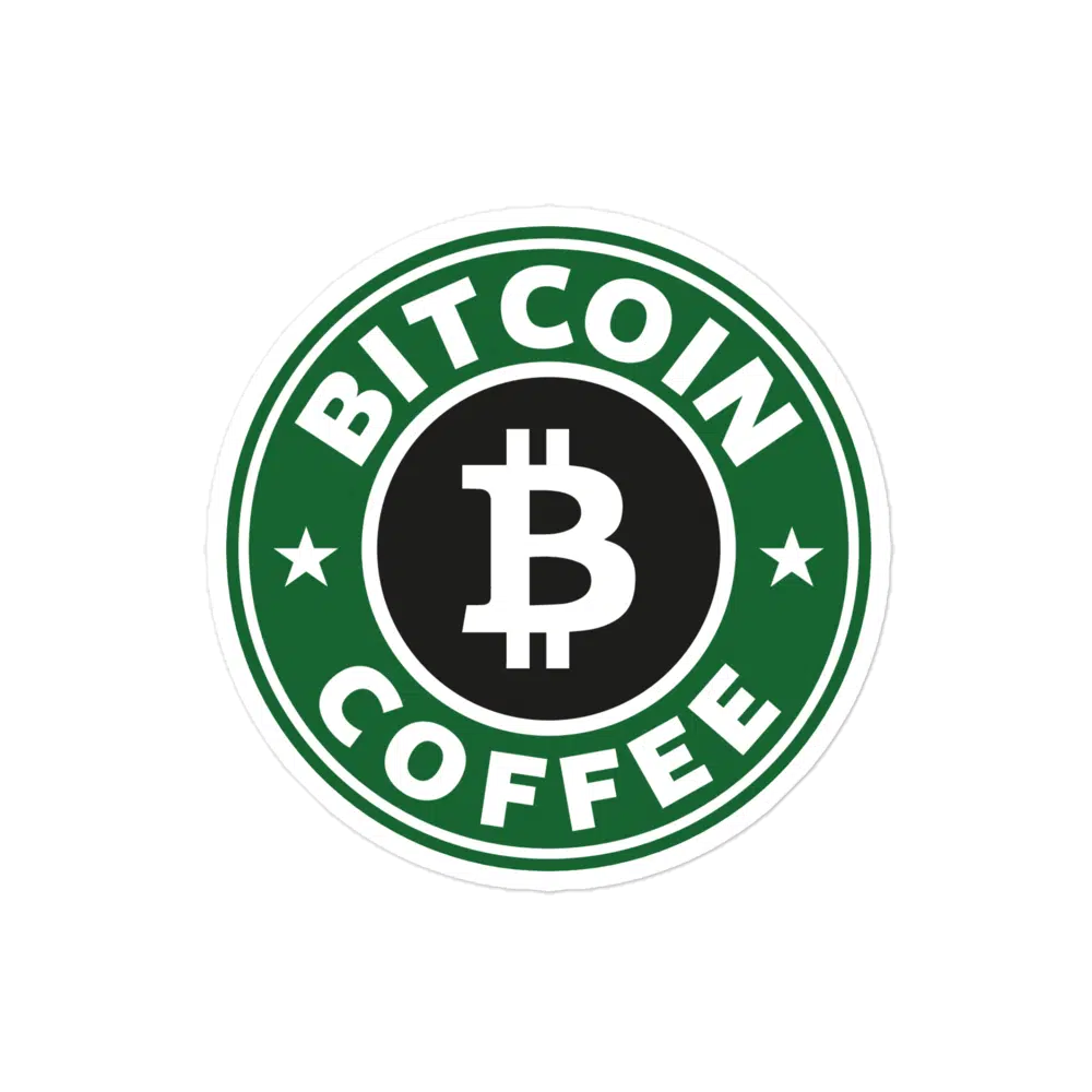 kiss cut stickers 4x4 default 616600db15f21 - Bitcoin Coffee Sticker