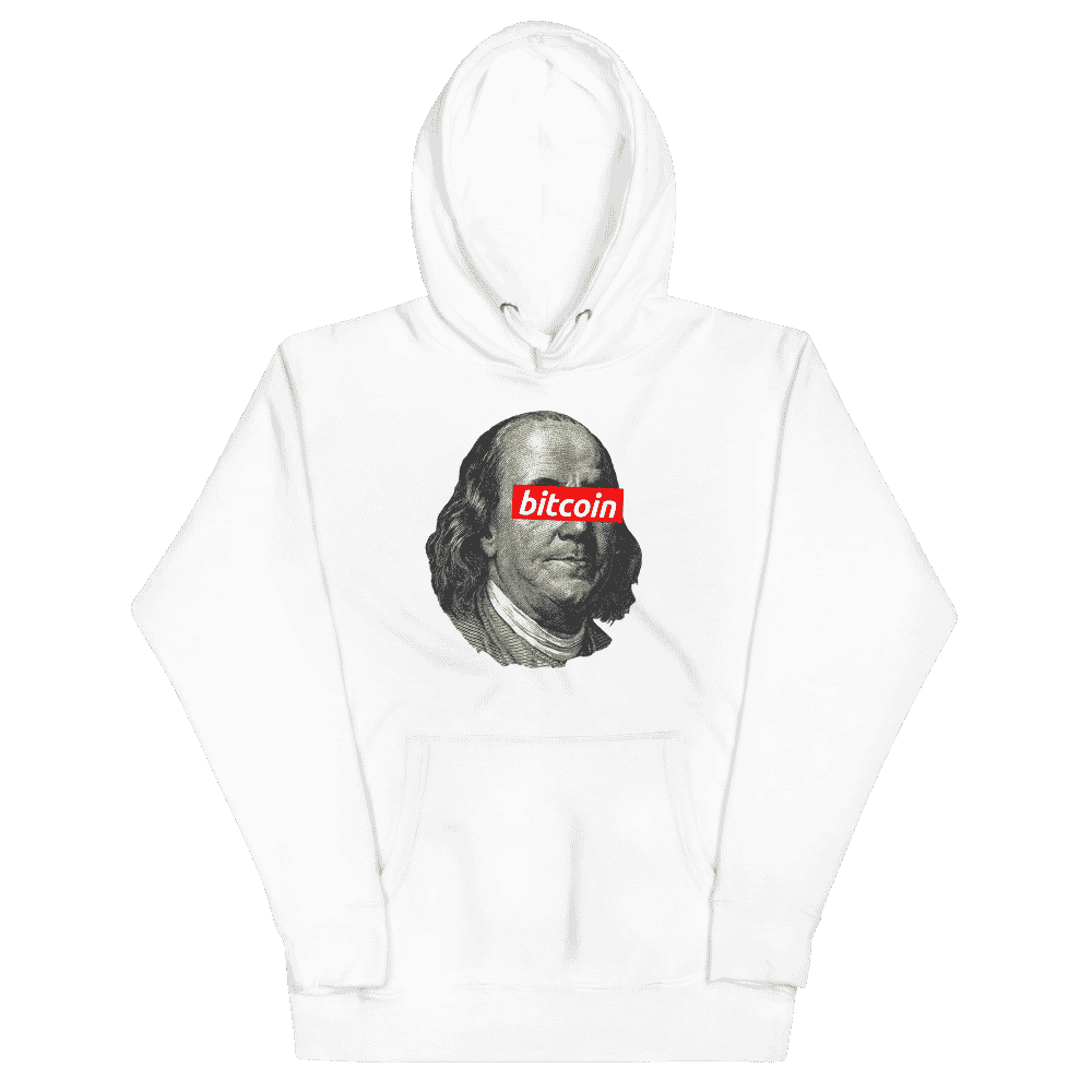 unisex premium hoodie white front 61795c7c264f1 - Benjamin Franklin x Bitcoin Premium Hoodie