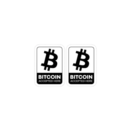 2x Bitcoin Accepted Here B&W Stickers