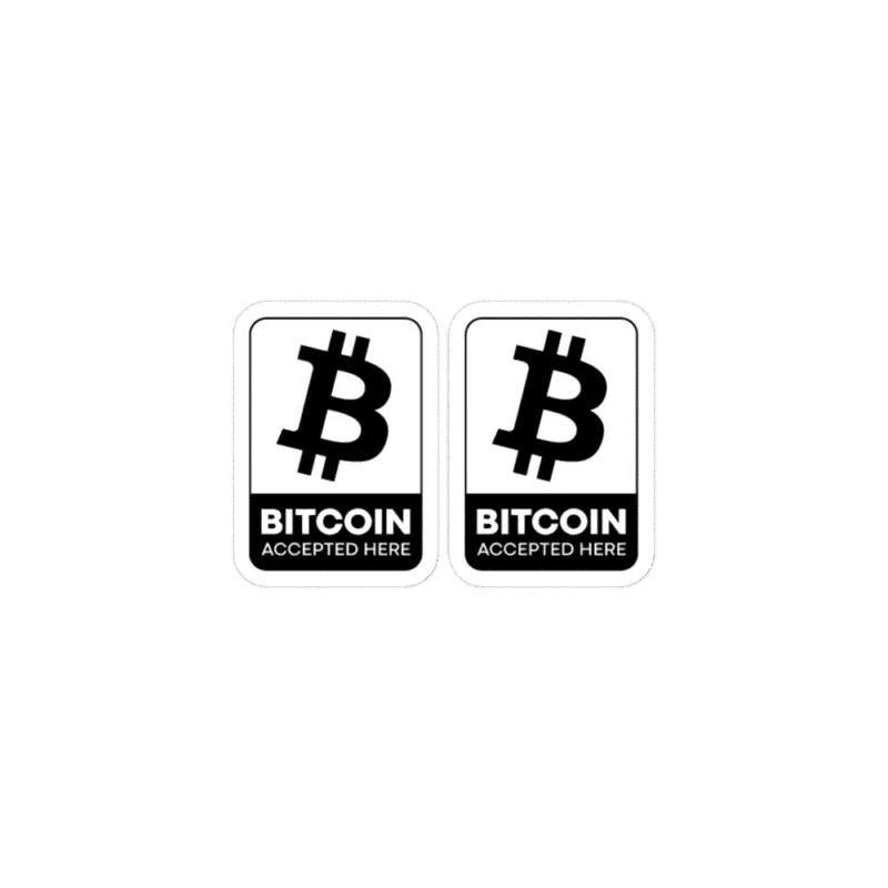 2x Bitcoin Accepted Here B&W Stickers
