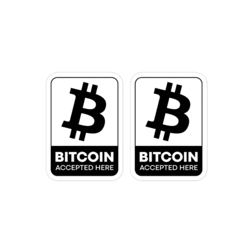 2x Bitcoin Accepted Here B&W Stickers