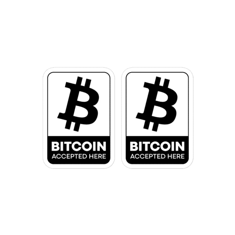 2x Bitcoin Accepted Here B&W Stickers