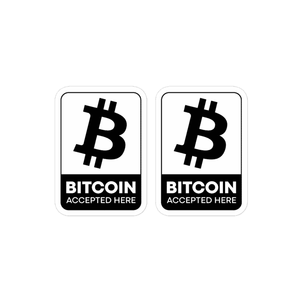 2X Bitcoin Accepted Here B&Amp;W Stickers