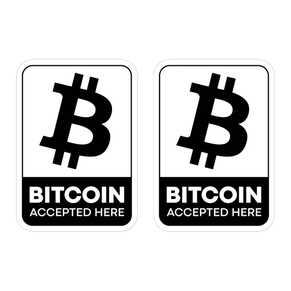 2x Bitcoin Accepted Here B&W Stickers