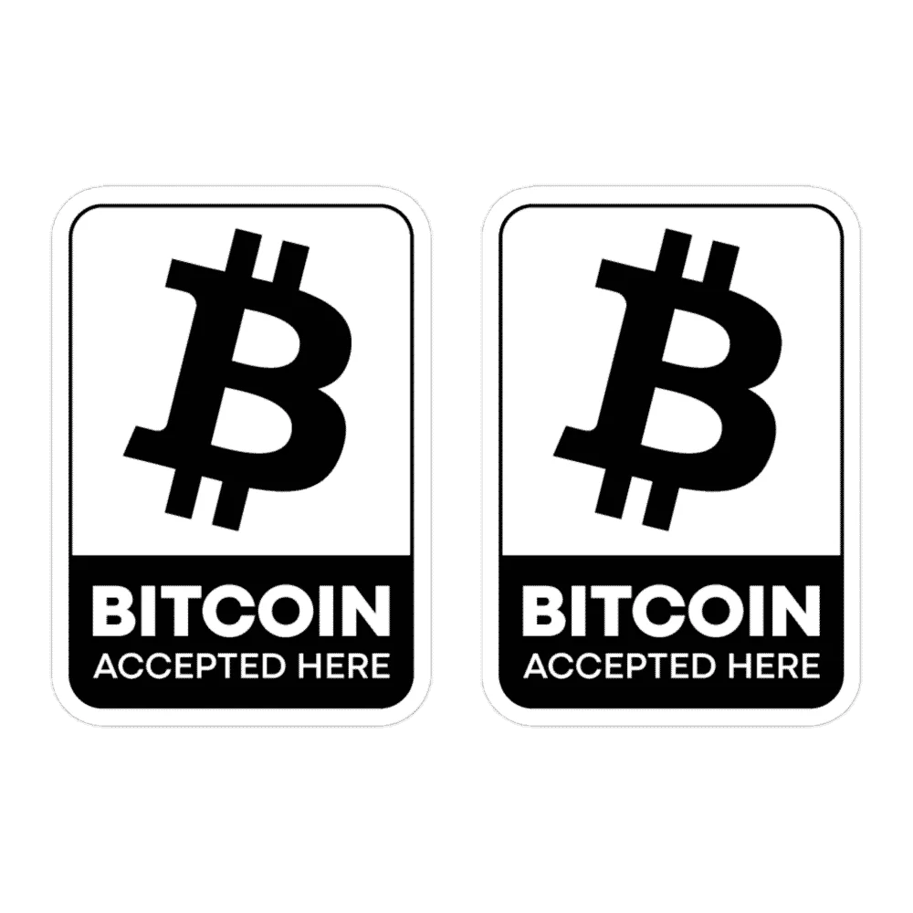 2x Bitcoin Accepted Here B&W Stickers - Image 3