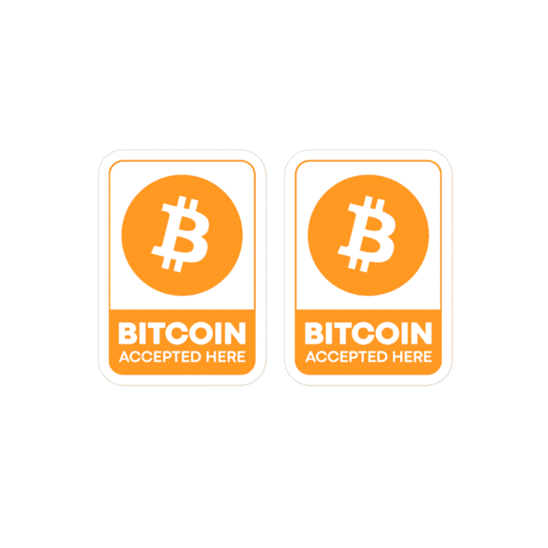 2x Bitcoin Accepted Here Stickers