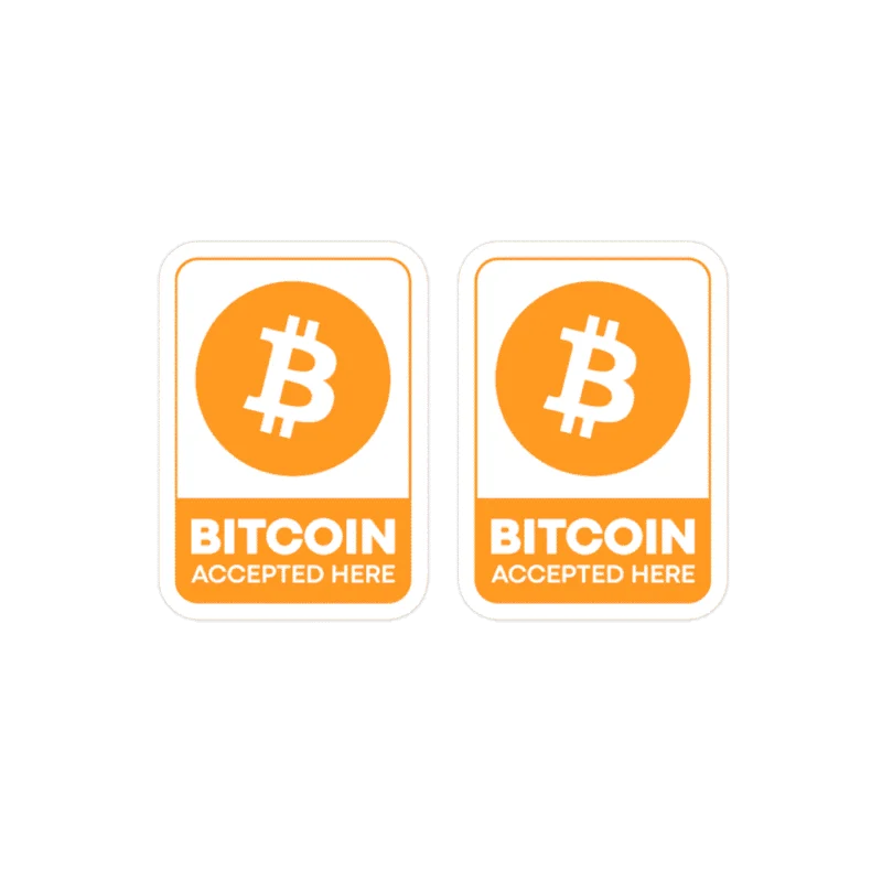 2x Bitcoin Accepted Here Stickers