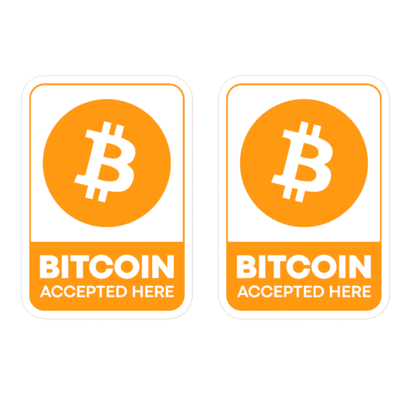 2x Bitcoin Accepted Here Stickers