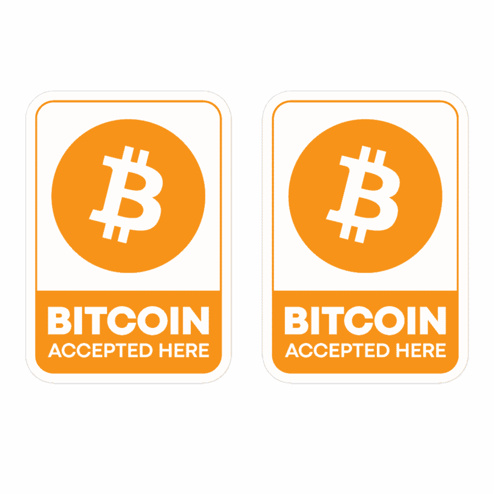 2x Bitcoin Accepted Here Stickers