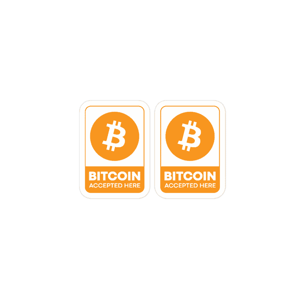 2x Bitcoin Accepted Here Stickers