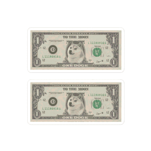 2x Dogecoin Reserve Note Stickers