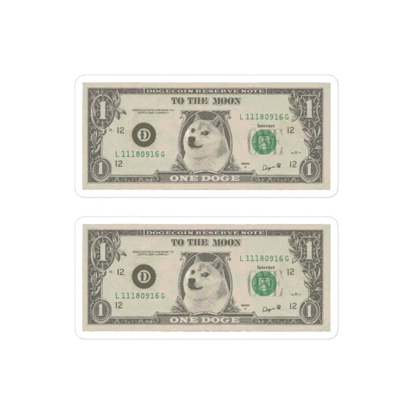 2x Dogecoin Reserve Note Stickers