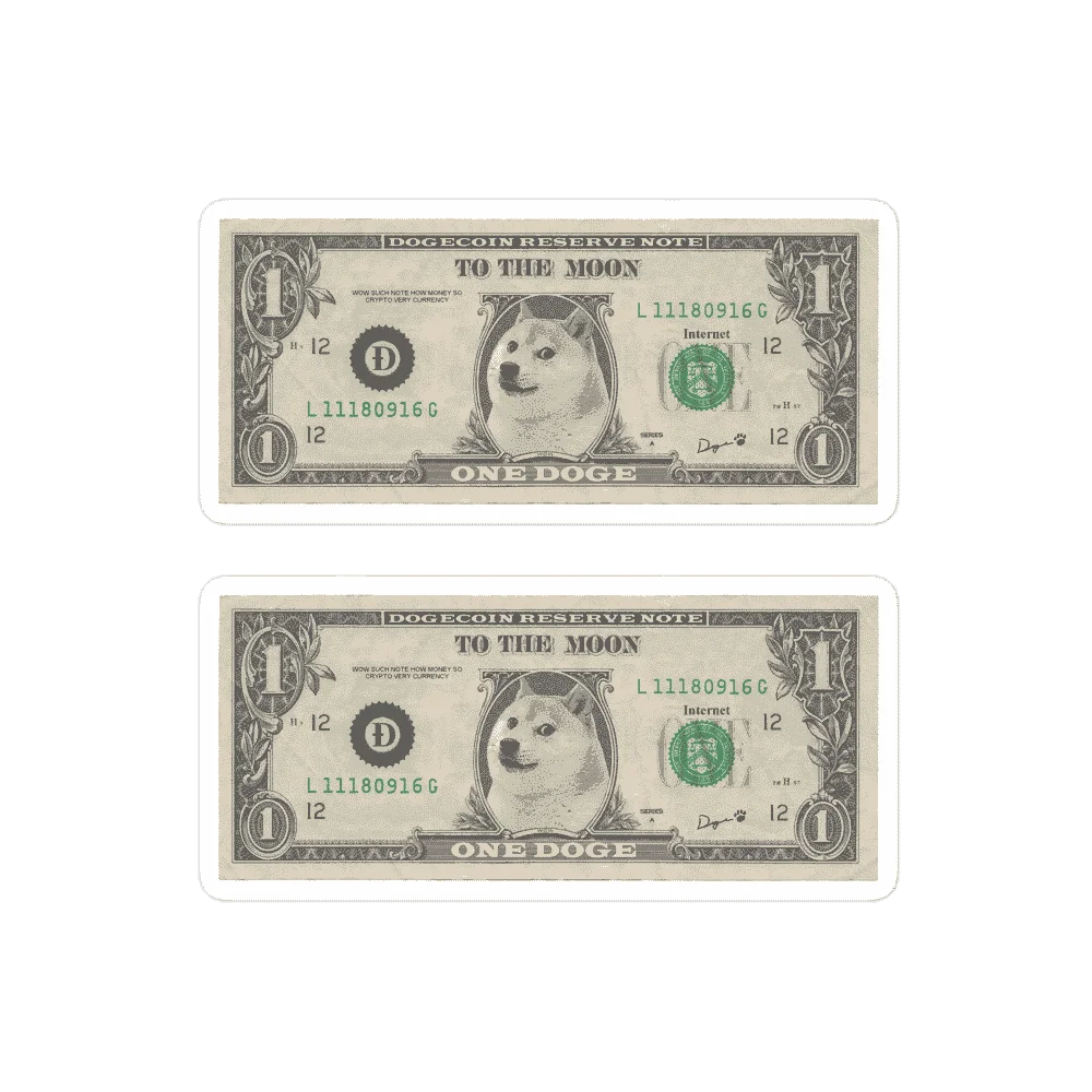 2x Dogecoin Reserve Note Stickers