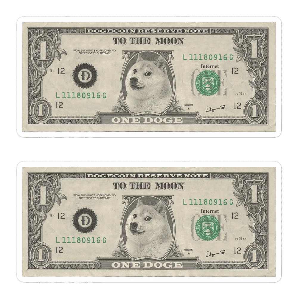 2x Dogecoin Reserve Note Stickers - Image 3