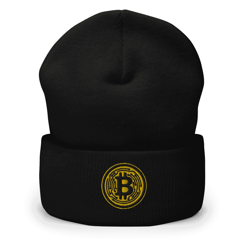 Bitcoin Yellow Circle Cuffed Beanie - Image 2