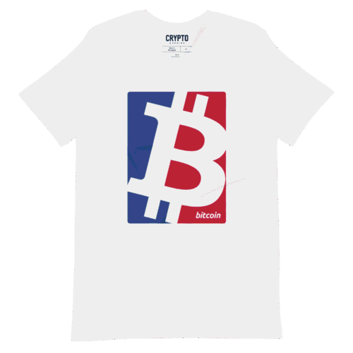 BTC Bitcoin Red & Blue Logo T-Shirt