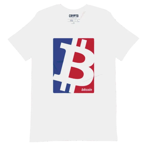 BTC Bitcoin Red & Blue Logo T-Shirt