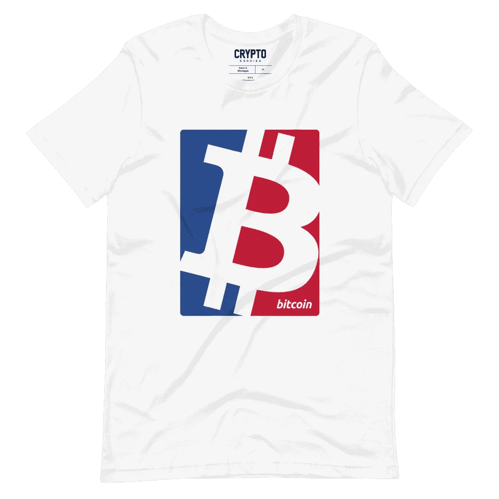 BTC Bitcoin Red & Blue Logo T-Shirt