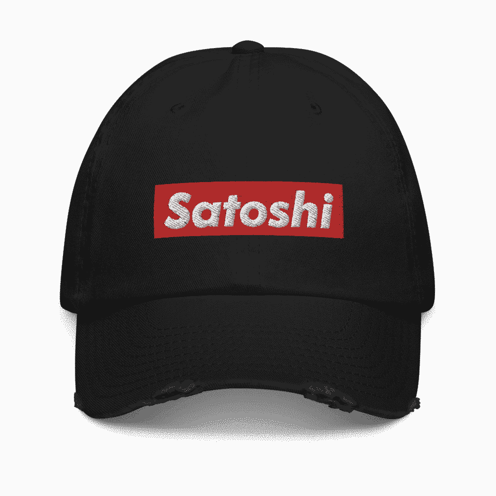 distressed baseball cap black front 619d8ebed685b - Satoshi (RED) Distressed Baseball Cap