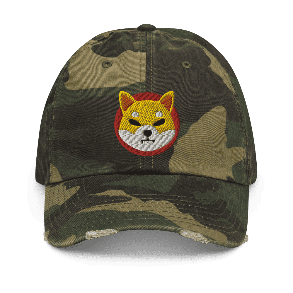 distressed baseball cap camouflage front 6182f96a0f809 - Shiba Inu Distressed Military Baseball Cap