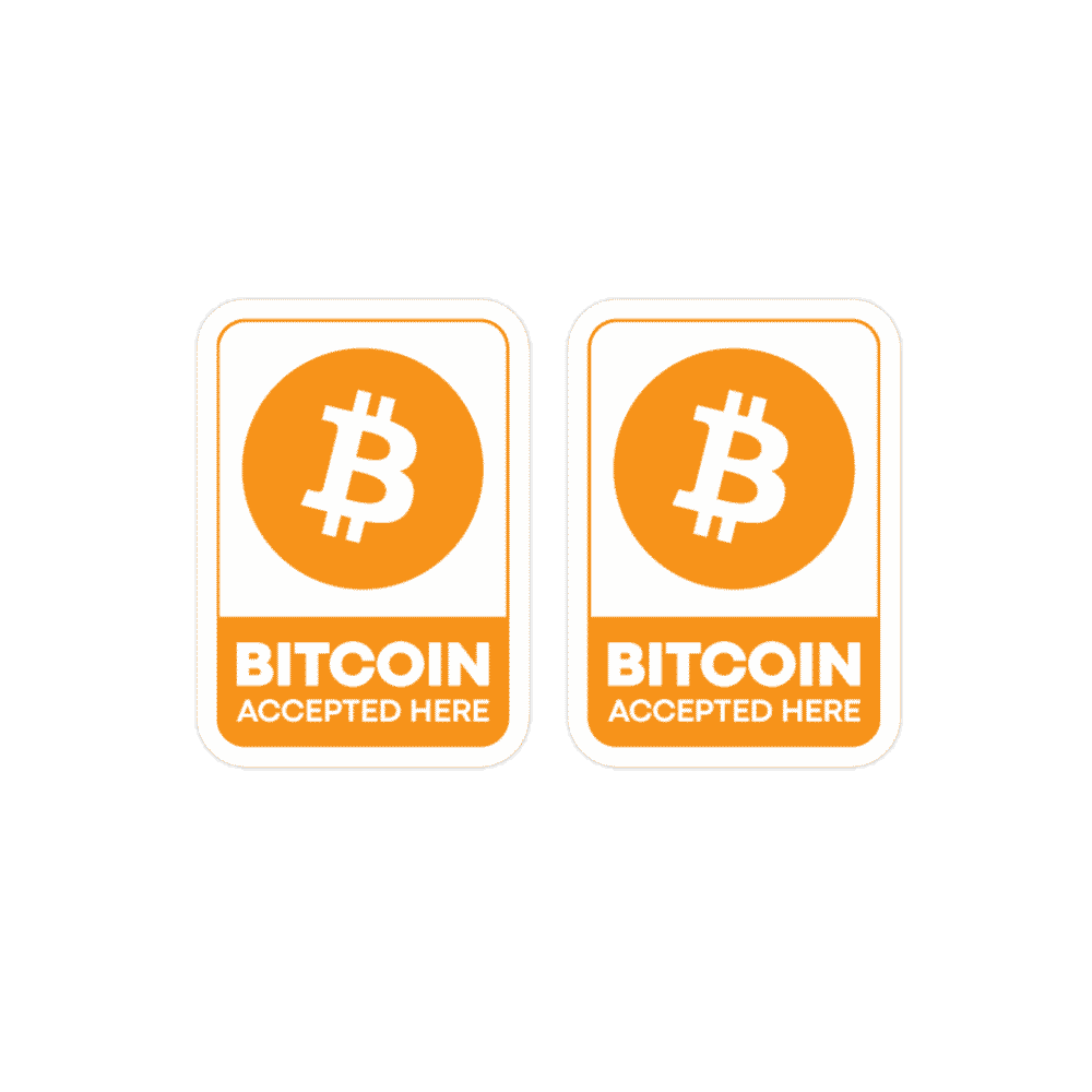 2 x Bitcoin Accepted sticker Decal 