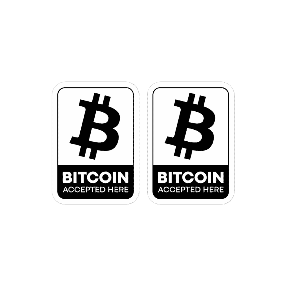 2x Bitcoin Accepted Here B&W Stickers