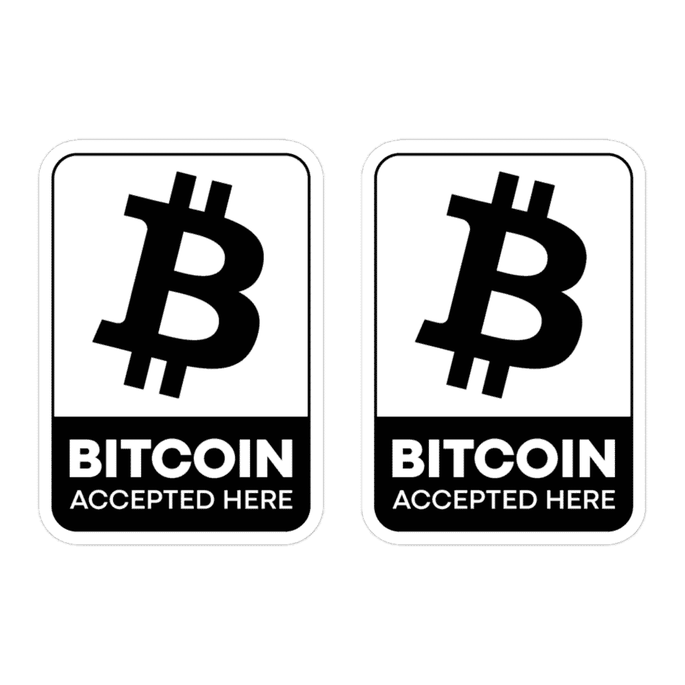 kiss cut stickers 5.5x5.5 default 61940a8426810 - 2x Bitcoin Accepted Here B&W Stickers