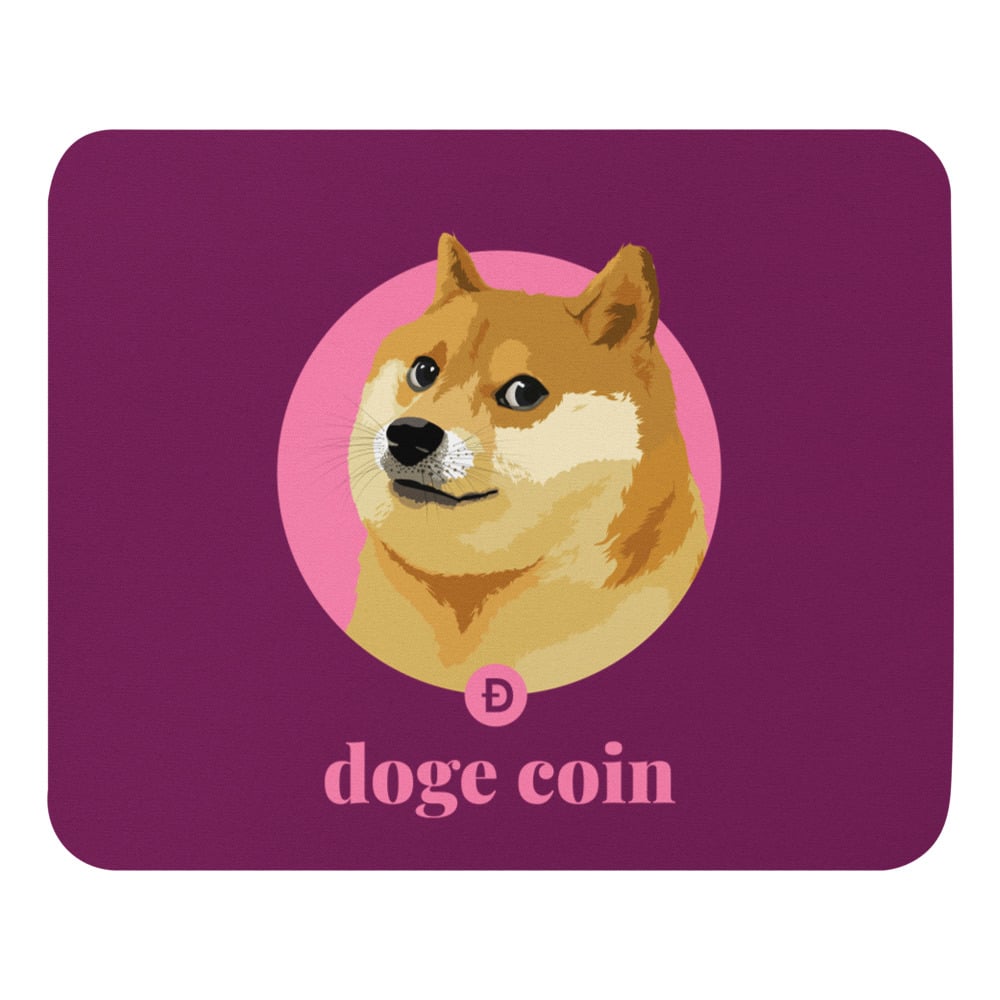 mouse pad white front 618933f3043c1 - Doge Coin x Pink Mouse Pad