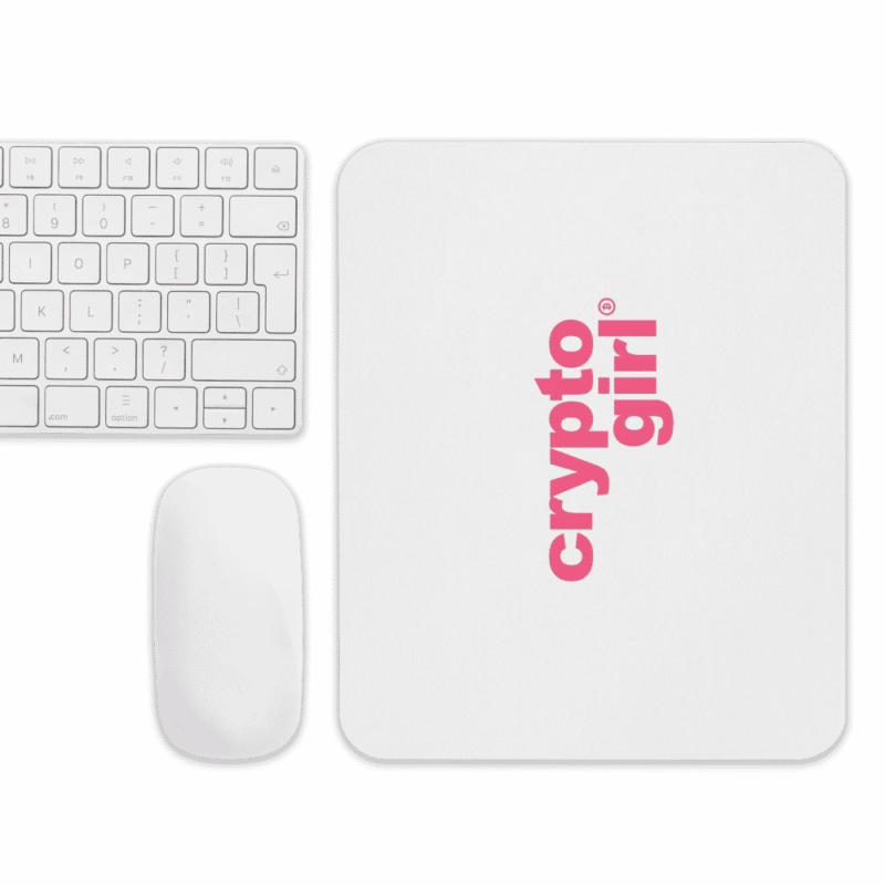 mouse pad white front 61896e5dc9254 - Crypto Girl Mouse Pad